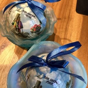 Cape Shore Bar Harbor Lobster Christmas Ornament Maine Ball Coastal SET OF 2